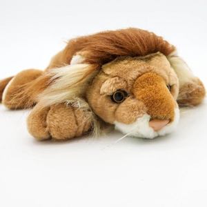 Laying Down Lion Plush, Fancy‎ Zoo, Realistic, Pellet filled, Stuffed Animal